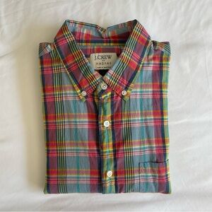 J. Crew Madras 100% Cotton Multicolor Colorful Plaid Button Up Shirt
